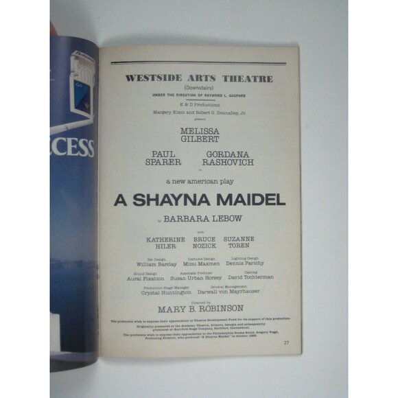 Playbill A Shayna Maidel Westside Arts Theatre 1988 Theatre Broadway - Picture 4 of 7